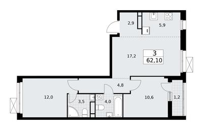 2-BD Apartment Sale, 62.1平方米 at Rodniye Kvartaly, Kvartal № 33, Marushkinskoye Settlement, Moscow, Russia #2 2-BD Apartment Sale, 62.1平方米 at Rodniye Kvartaly, Kvartal № 33, Marushkinskoye Settlement, Moscow, Russia #2