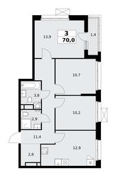 2-BD Apartment Sale, 70平方米 at Rodniye Kvartaly, Kvartal № 33, Marushkinskoye Settlement, Moscow, Russia #3 2-BD Apartment Sale, 70平方米 at Rodniye Kvartaly, Kvartal № 33, Marushkinskoye Settlement, Moscow, Russia #3