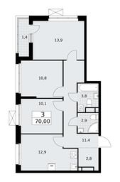 2-BD Apartment Sale, 70平方米 at Rodniye Kvartaly, Kvartal № 33, Marushkinskoye Settlement, Moscow, Russia #2 2-BD Apartment Sale, 70平方米 at Rodniye Kvartaly, Kvartal № 33, Marushkinskoye Settlement, Moscow, Russia #2
