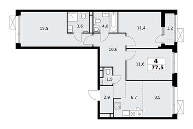 3-BD Apartment Sale, 77.5平方米 at Rodniye Kvartaly, Kvartal № 33, Marushkinskoye Settlement, Moscow, Russia #3 3-BD Apartment Sale, 77.5平方米 at Rodniye Kvartaly, Kvartal № 33, Marushkinskoye Settlement, Moscow, Russia #3