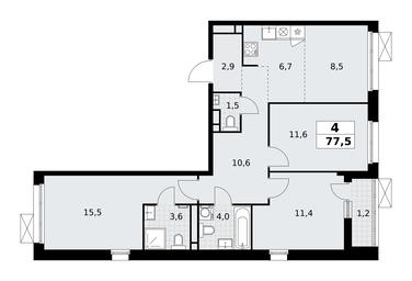 3-BD Apartment Sale, 77.5平方米 at Rodniye Kvartaly, Kvartal № 33, Marushkinskoye Settlement, Moscow, Russia #3 3-BD Apartment Sale, 77.5平方米 at Rodniye Kvartaly, Kvartal № 33, Marushkinskoye Settlement, Moscow, Russia #3
