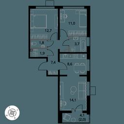 3-BD Apartment Sale, 63.1 sq. m. at Pervy Yuzhny, zhiloy kompleks Pervy Yuzhny, Leninskiy City District, Moscow Region, Russia #3 3-BD Apartment Sale, 63.1 sq. m. at Pervy Yuzhny, zhiloy kompleks Pervy Yuzhny, Leninskiy City District, Moscow Region, Russia #3