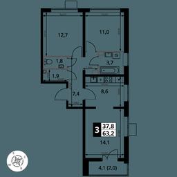 3-BD Apartment Sale, 63.1 sq. m. at Pervy Yuzhny, zhiloy kompleks Pervy Yuzhny, Leninskiy City District, Moscow Region, Russia #2 3-BD Apartment Sale, 63.1 sq. m. at Pervy Yuzhny, zhiloy kompleks Pervy Yuzhny, Leninskiy City District, Moscow Region, Russia #2
