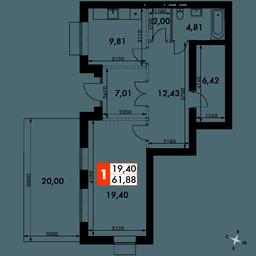 2-BD Apartment Sale, 66.8平方米 at Zhavoronki Club, zhiloy kompleks Akkord Smart-kvartal, Mitkino Village, Odintsovskiy City District, Moscow Region, Russia #4