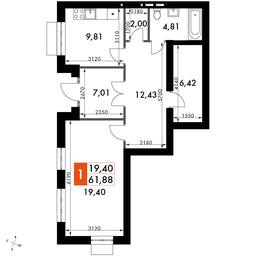 2-BD Apartment Sale, 66.8平方米 at Zhavoronki Club, zhiloy kompleks Akkord Smart-kvartal, Mitkino Village, Odintsovskiy City District, Moscow Region, Russia #2 2-BD Apartment Sale, 66.8平方米 at Zhavoronki Club, zhiloy kompleks Akkord Smart-kvartal, Mitkino Village, Odintsovskiy City District, Moscow Region, Russia #2