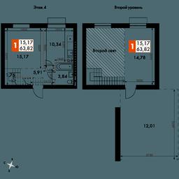 2-BD Apartment Sale, 63.6平方米 at Zhavoronki Club, zhiloy kompleks Akkord Smart-kvartal, Mitkino Village, Odintsovskiy City District, Moscow Region, Russia #4