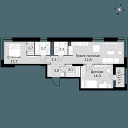 3-BD Apartment Sale, 69.6 sq. m. at Sky Garden, Stroitelny Drive, 9с6, Moscow, Russia #2 3-BD Apartment Sale, 69.6 sq. m. at Sky Garden, Stroitelny Drive, 9с6, Moscow, Russia #2