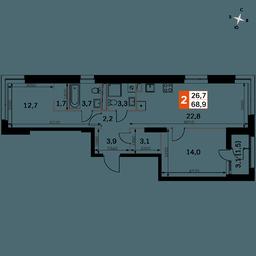 3-BD Apartment Sale, 69.6 sq. m. at Sky Garden, Stroitelny Drive, 9с6, Moscow, Russia #3 3-BD Apartment Sale, 69.6 sq. m. at Sky Garden, Stroitelny Drive, 9с6, Moscow, Russia #3