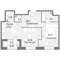 2-BD Apartment Sale, 61.9 sq. m. at Rezhisser, Vilgelma Pika Street, 3, Moscow, Russia #3