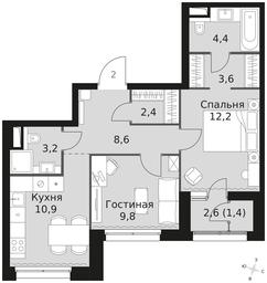 2-BD Apartment Sale, 56.5 sq. m. at Sky Garden, Stroitelny Drive, 9с6, Moscow, Russia #4