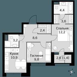 2-BD Apartment Sale, 56.5 sq. m. at Sky Garden, Stroitelny Drive, 9с6, Moscow, Russia #2