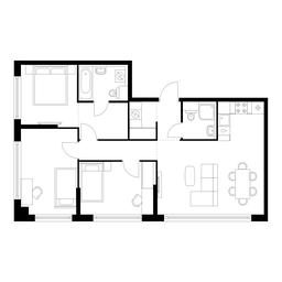 3-BD Apartment Sale, 78.2 sq. m. at Kutuzovskiy Kvartal, Ivana Franko Street, 20к1, Moscow, Russia #2