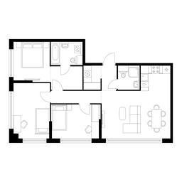 3-BD Apartment Sale, 78.2 sq. m. at Kutuzovskiy Kvartal, Ivana Franko Street, 20к1, Moscow, Russia #3