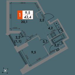2-BD Apartment Sale, 43.4 sq. m. at Arkhitektor, Akademika Volgina Street, 2Д, Moscow, Russia #2 2-BD Apartment Sale, 43.4 sq. m. at Arkhitektor, Akademika Volgina Street, 2Д, Moscow, Russia #2