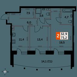 2-BD Apartment Sale, 73.2平方米 at Sydney City, Shenogina Street, 2, Moscow, Russia #2 2-BD Apartment Sale, 73.2平方米 at Sydney City, Shenogina Street, 2, Moscow, Russia #2