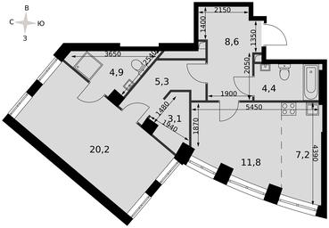 1-BD Apartment Sale, 65.4 sq. m. at Sydney City, Shenogina Street, 2, Moscow, Russia #4
