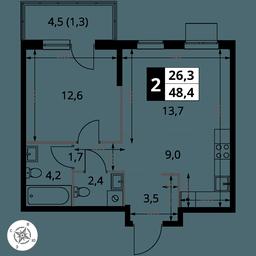 2-BD Apartment Sale, 48.4 sq. m. at 1 Izmajlovskij, Montazhnaya Street, 8с13, Moscow, Russia #3 2-BD Apartment Sale, 48.4 sq. m. at 1 Izmajlovskij, Montazhnaya Street, 8с13, Moscow, Russia #3