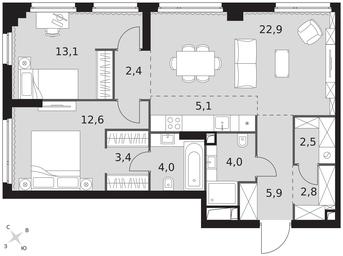 3-BD Apartment Sale, 78.7 sq. m. at Sydney City, Shenogina Street, 2, Moscow, Russia #3 3-BD Apartment Sale, 78.7 sq. m. at Sydney City, Shenogina Street, 2, Moscow, Russia #3
