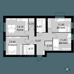 3-BD Apartment Sale, 72.8 sq. m. at Zhavoronki Club, zhiloy kompleks Akkord Smart-kvartal, Mitkino Village, Odintsovskiy City District, Moscow Region, Russia #3 3-BD Apartment Sale, 72.8 sq. m. at Zhavoronki Club, zhiloy kompleks Akkord Smart-kvartal, Mitkino Village, Odintsovskiy City District, Moscow Region, Russia #3