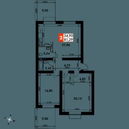 3-BD Apartment Sale, 85.5 sq. m. at Zhavoronki Club, zhiloy kompleks Akkord Smart-kvartal, Mitkino Village, Odintsovskiy City District, Moscow Region, Russia #4