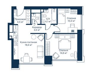 2-BD Apartment Sale, 57.8平方米 at City Bay, Volokolamskoye Highway, 95с3, Moscow, Russia #2