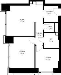 2-BD Apartment Sale, 57.8平方米 at City Bay, Volokolamskoye Highway, 95с3, Moscow, Russia #3