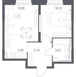 Apartment Sale, 35.64平方米 at Kvartal Strogino, zhiloy kompleks Kvartal Strogino, Krasnogorsk, Moscow Region, Russia #3