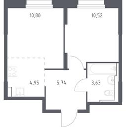 Apartment Sale, 35.64平方米 at Kvartal Strogino, zhiloy kompleks Kvartal Strogino, Krasnogorsk, Moscow Region, Russia #2