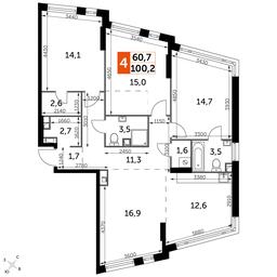 4-BD Apartment Sale, 100.2平方米 at Rotterdam, Varshavskoye Highway, 37Ак1с2, Moscow, Russia #4