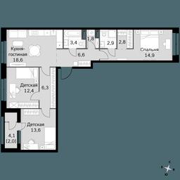 3-BD Apartment Sale, 85.6 sq. m. at Sky Garden, Stroitelny Drive, 9с6, Moscow, Russia #2 3-BD Apartment Sale, 85.6 sq. m. at Sky Garden, Stroitelny Drive, 9с6, Moscow, Russia #2