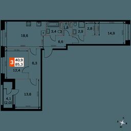 3-BD Apartment Sale, 85.6 sq. m. at Sky Garden, Stroitelny Drive, 9с6, Moscow, Russia #3 3-BD Apartment Sale, 85.6 sq. m. at Sky Garden, Stroitelny Drive, 9с6, Moscow, Russia #3