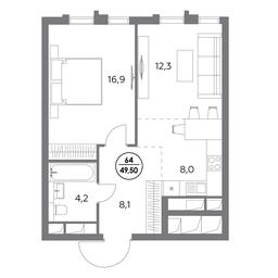 2-BD Apartment Sale, 49.5平方米 at Dom56, Fridrikha Engelsa Street, 56с1, Moscow, Russia #4