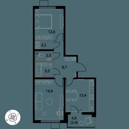 2-BD Apartment Sale, 61.4 sq. m. at Pervy Yuzhny, zhiloy kompleks Pervy Yuzhny, Leninskiy City District, Moscow Region, Russia #3