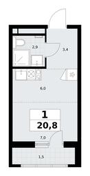 Apartment Sale, 20.8平方米 at Rodniye Kvartaly, Kvartal № 33, Marushkinskoye Settlement, Moscow, Russia #3 Apartment Sale, 20.8平方米 at Rodniye Kvartaly, Kvartal № 33, Marushkinskoye Settlement, Moscow, Russia #3