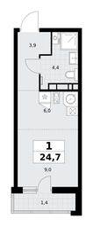 Apartment Sale, 24.7平方米 at Rodniye Kvartaly, Kvartal № 33, Marushkinskoye Settlement, Moscow, Russia #3 Apartment Sale, 24.7平方米 at Rodniye Kvartaly, Kvartal № 33, Marushkinskoye Settlement, Moscow, Russia #3