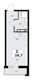 Apartment Sale, 24.7平方米 at Rodniye Kvartaly, Kvartal № 33, Marushkinskoye Settlement, Moscow, Russia #2 Apartment Sale, 24.7平方米 at Rodniye Kvartaly, Kvartal № 33, Marushkinskoye Settlement, Moscow, Russia #2