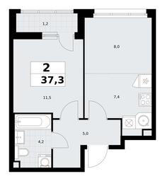 1-BD Apartment Sale, 37.3平方米 at Rodniye Kvartaly, Kvartal № 33, Marushkinskoye Settlement, Moscow, Russia #2