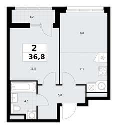 1-BD Apartment Sale, 36.8平方米 at Rodniye Kvartaly, Kvartal № 33, Marushkinskoye Settlement, Moscow, Russia #3 1-BD Apartment Sale, 36.8平方米 at Rodniye Kvartaly, Kvartal № 33, Marushkinskoye Settlement, Moscow, Russia #3