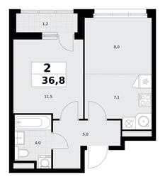 1-BD Apartment Sale, 36.8平方米 at Rodniye Kvartaly, Kvartal № 33, Marushkinskoye Settlement, Moscow, Russia #2 1-BD Apartment Sale, 36.8平方米 at Rodniye Kvartaly, Kvartal № 33, Marushkinskoye Settlement, Moscow, Russia #2