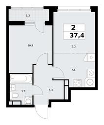 1-BD Apartment Sale, 37.4平方米 at Rodniye Kvartaly, Kvartal № 33, Marushkinskoye Settlement, Moscow, Russia #3