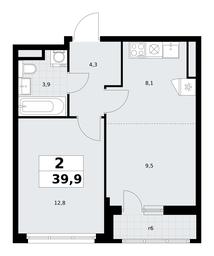 1-BD Apartment Sale, 39.9平方米 at Rodniye Kvartaly, Kvartal № 33, Marushkinskoye Settlement, Moscow, Russia #3 1-BD Apartment Sale, 39.9平方米 at Rodniye Kvartaly, Kvartal № 33, Marushkinskoye Settlement, Moscow, Russia #3