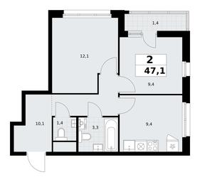 1-BD Apartment Sale, 47.1 sq. m. at Rodniye Kvartaly, Kvartal № 33, Marushkinskoye Settlement, Moscow, Russia #2 1-BD Apartment Sale, 47.1 sq. m. at Rodniye Kvartaly, Kvartal № 33, Marushkinskoye Settlement, Moscow, Russia #2