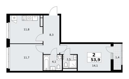 1-BD Apartment Sale, 53.9平方米 at Rodniye Kvartaly, Kvartal № 33, Marushkinskoye Settlement, Moscow, Russia #2 1-BD Apartment Sale, 53.9平方米 at Rodniye Kvartaly, Kvartal № 33, Marushkinskoye Settlement, Moscow, Russia #2
