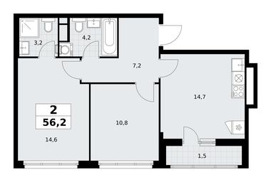 1-BD Apartment Sale, 56.2 sq. m. at Rodniye Kvartaly, Kvartal № 33, Marushkinskoye Settlement, Moscow, Russia #3 1-BD Apartment Sale, 56.2 sq. m. at Rodniye Kvartaly, Kvartal № 33, Marushkinskoye Settlement, Moscow, Russia #3