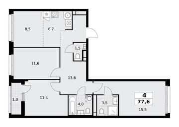 3-BD Apartment Sale, 77.6平方米 at Rodniye Kvartaly, Kvartal № 33, Marushkinskoye Settlement, Moscow, Russia #3 3-BD Apartment Sale, 77.6平方米 at Rodniye Kvartaly, Kvartal № 33, Marushkinskoye Settlement, Moscow, Russia #3