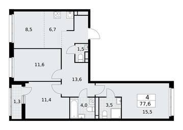 3-BD Apartment Sale, 77.6平方米 at Rodniye Kvartaly, Kvartal № 33, Marushkinskoye Settlement, Moscow, Russia #2 3-BD Apartment Sale, 77.6平方米 at Rodniye Kvartaly, Kvartal № 33, Marushkinskoye Settlement, Moscow, Russia #2