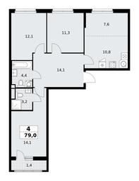 3-BD Apartment Sale, 79平方米 at Rodniye Kvartaly, Kvartal № 33, Marushkinskoye Settlement, Moscow, Russia #2 3-BD Apartment Sale, 79平方米 at Rodniye Kvartaly, Kvartal № 33, Marushkinskoye Settlement, Moscow, Russia #2