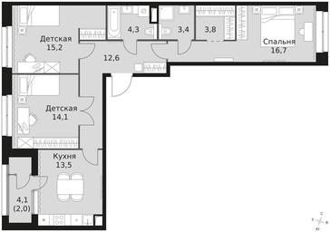 3-BD Apartment Sale, 85.6 sq. m. at Sky Garden, Stroitelny Drive, 9с6, Moscow, Russia #2