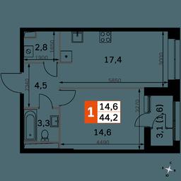 1-BD Apartment Sale, 44.2 sq. m. at Sky Garden, Stroitelny Drive, 9с6, Moscow, Russia #3