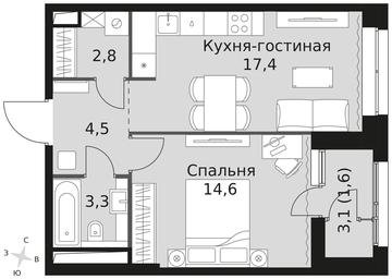 1-BD Apartment Sale, 44.2 sq. m. at Sky Garden, Stroitelny Drive, 9с6, Moscow, Russia #4